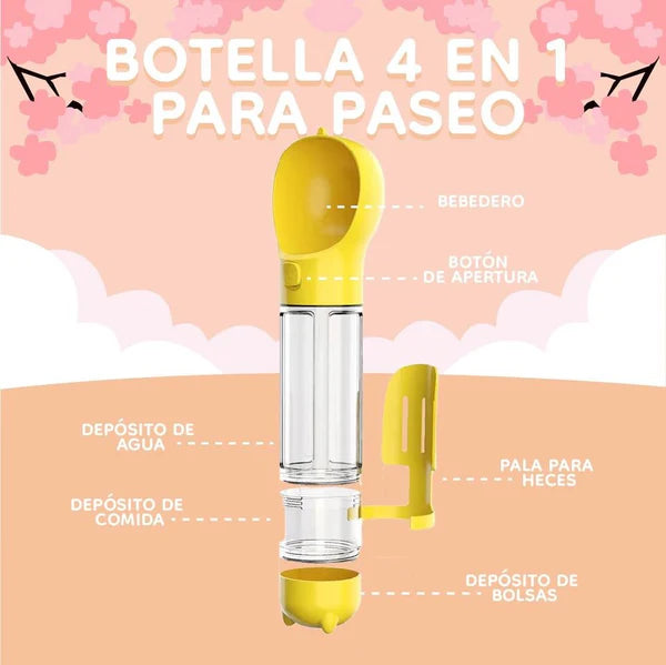BOTELLA PORTÁTIL 4 EN 1 PARA MASCOTAS